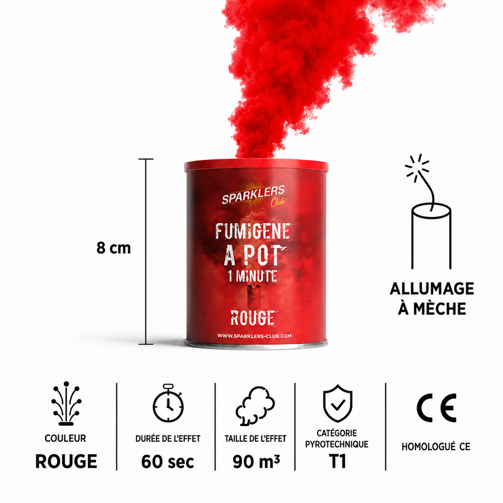 Fumigène en pot 1 minute rouge (à poser au sol)