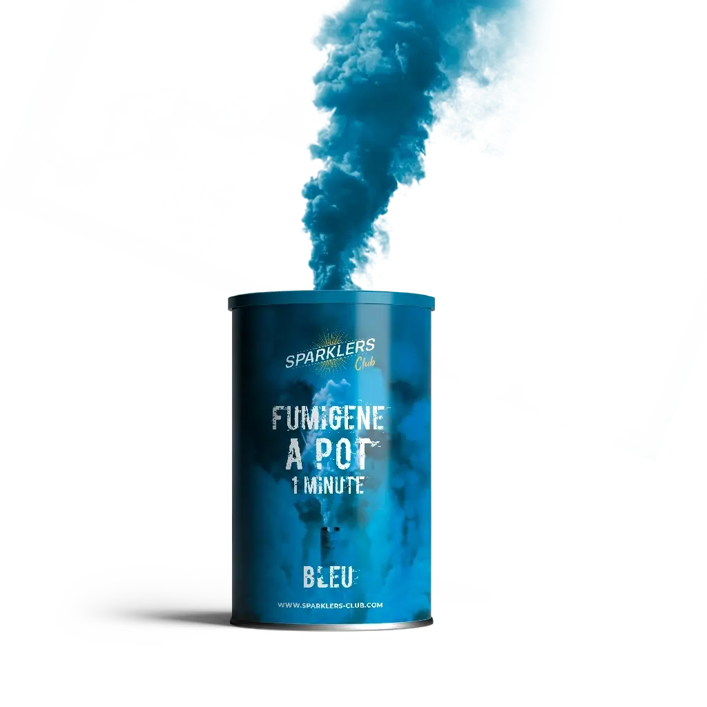 Fumigène en pot 1 minute Bleu (à poser au sol) 