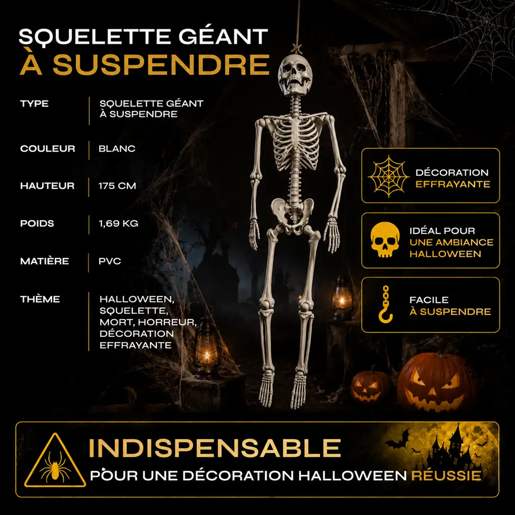 Squelette Géant à suspendre 175cm