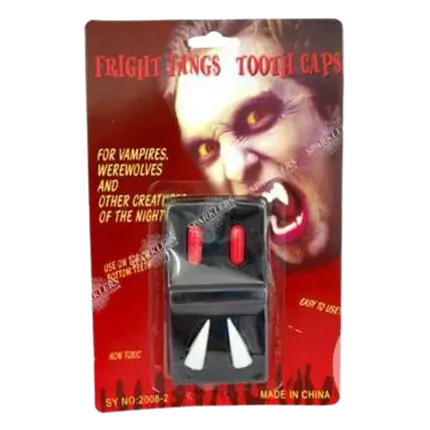 Dentier de vampire avec capsules de sang