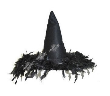 Chapeau sorcière à plumes