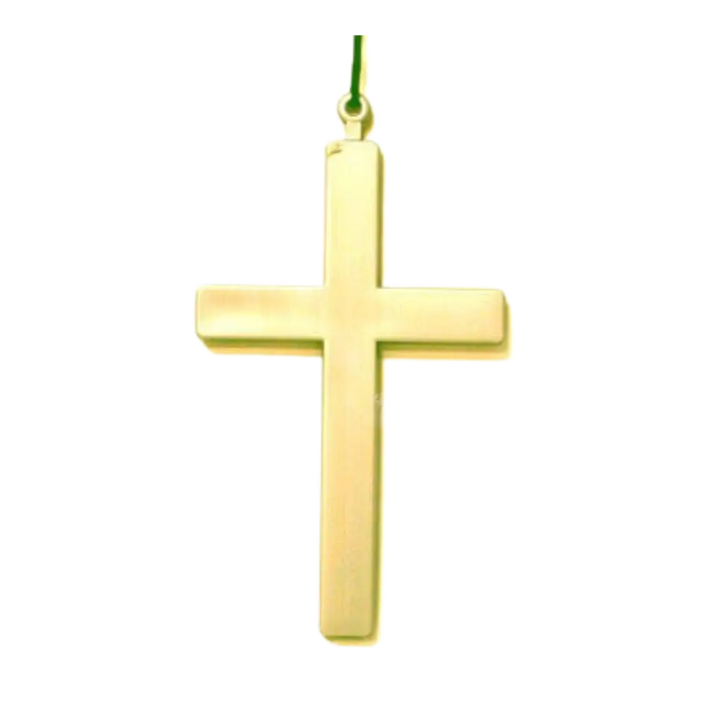 Collier croix en plastique dorée 22cm