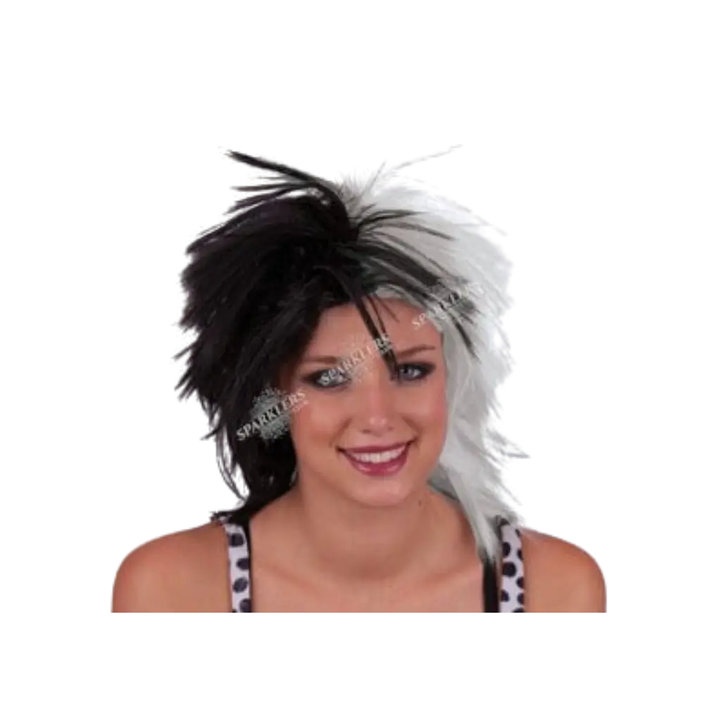 Perruque de Cruella NOIR &amp; BLANCHE