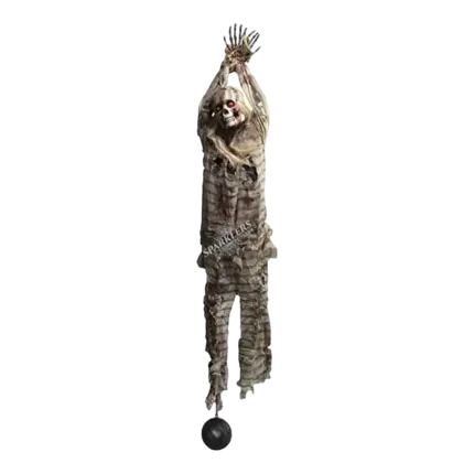 Suspension lumineuse squelette bagnard avec boulet 210cm