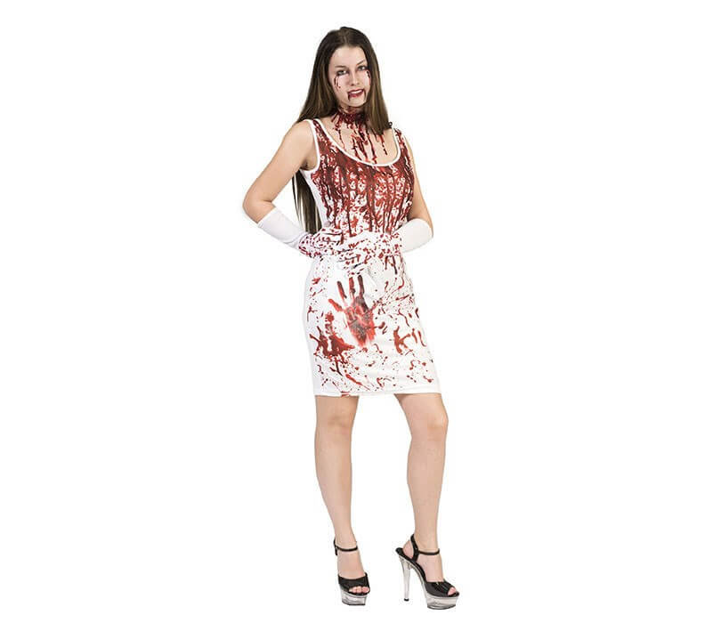 T-shirt Halloween Sanglant "Problème Résolu" - Femme, Col Rond, Polyester, Motif Horreur 3D