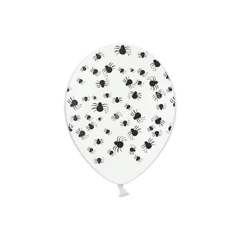Lot 50 Ballons Halloween blanc avec motifs araignées