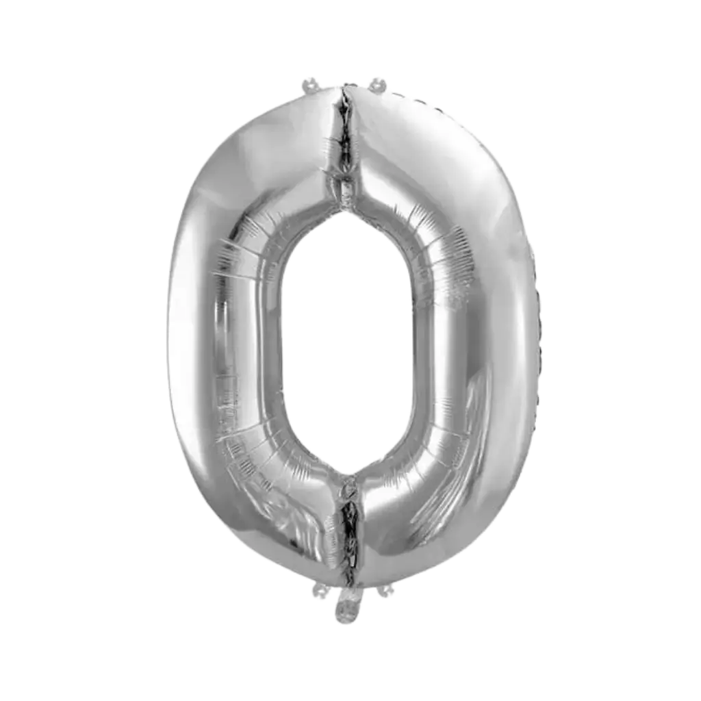 Ballon anniversaire chiffre 0 Argent 86cm 