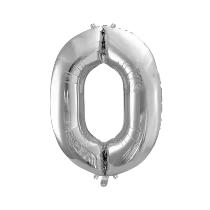 Ballon anniversaire chiffre 0 Argent 86cm 