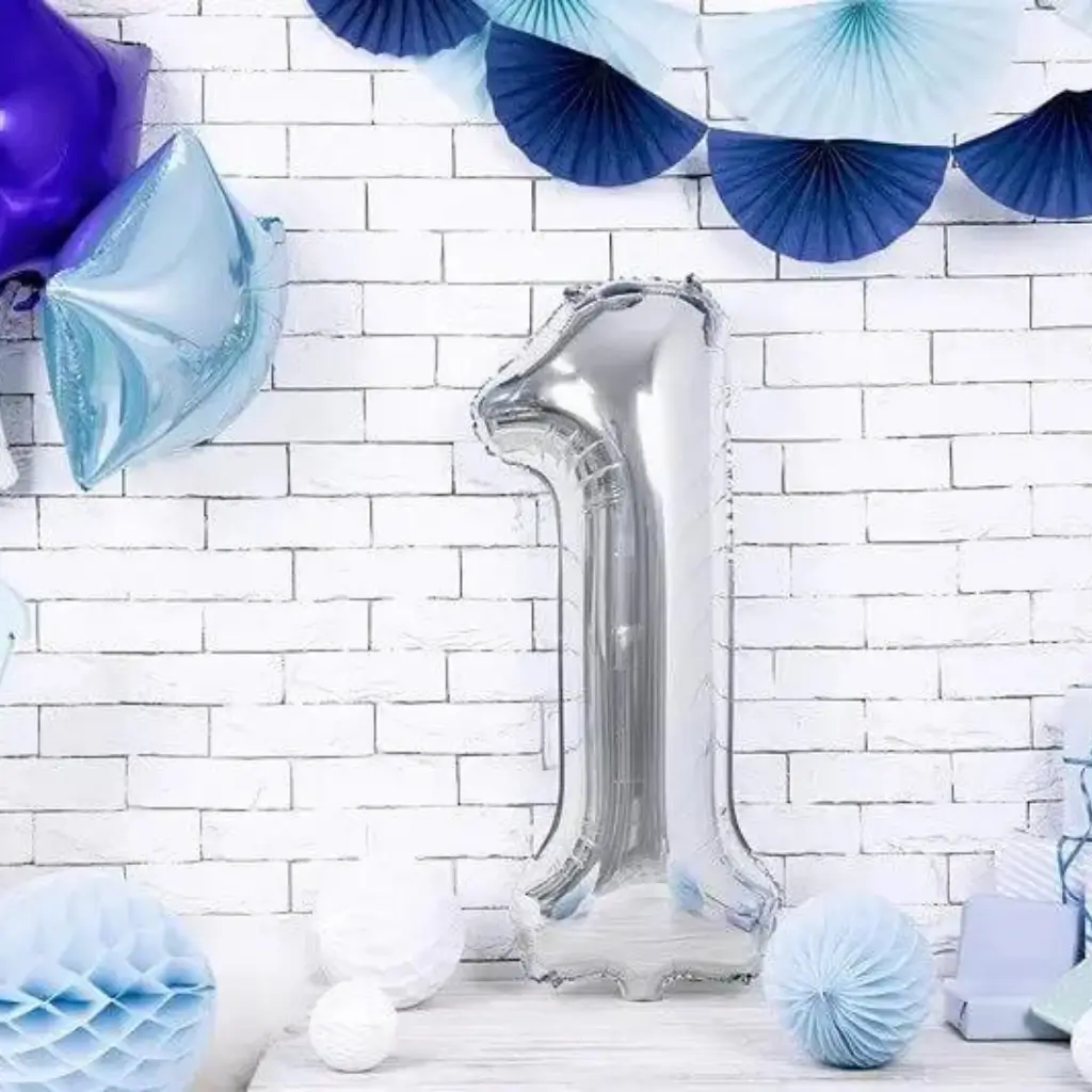 Ballon Anniversaire Chiffre 1 Argent 86cm 