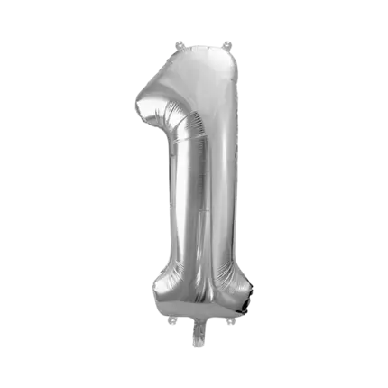 Ballon Anniversaire Chiffre 1 Argent 86cm 