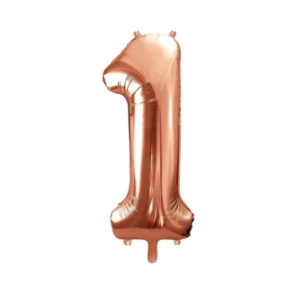 Ballon Anniversaire Chiffre 1 Or Rose 86cm 