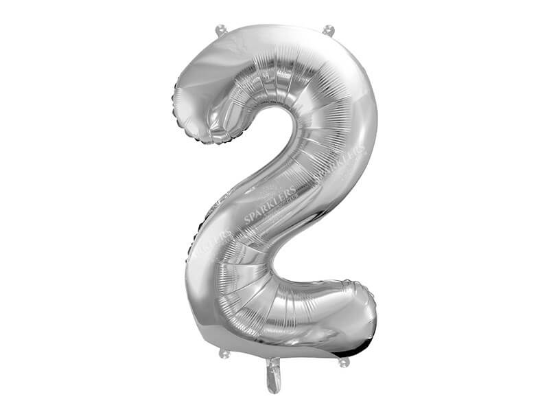 Ballon anniversaire chiffre 2 Argent 86cm 