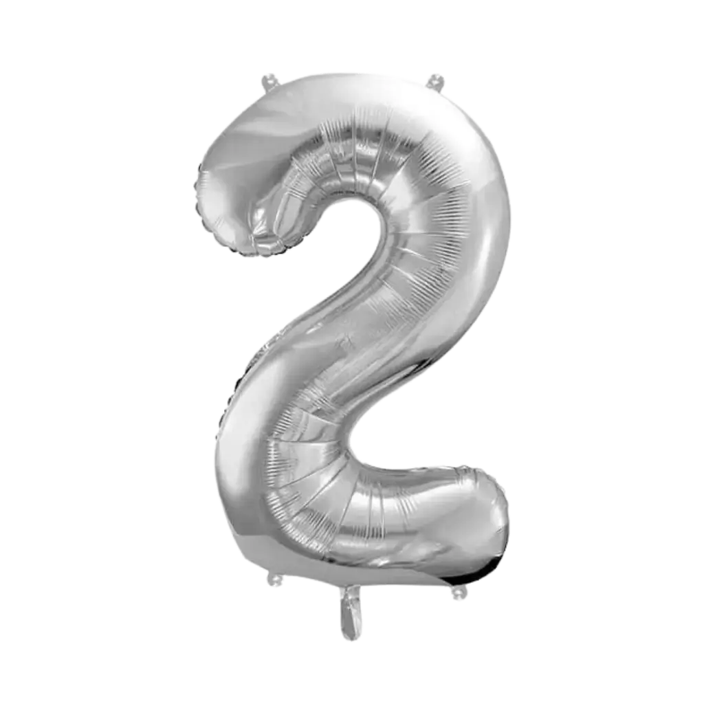 Ballon anniversaire chiffre 2 Argent 86cm 