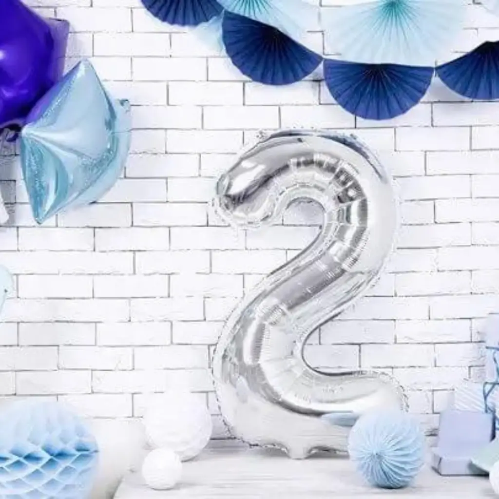 Ballon anniversaire chiffre 2 Argent 86cm 