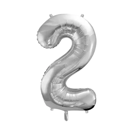 Ballon anniversaire chiffre 2 Argent 86cm 