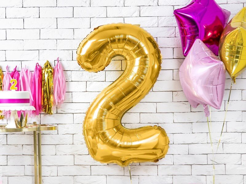 Ballon chiffre 2 Or (gold) 86cm 