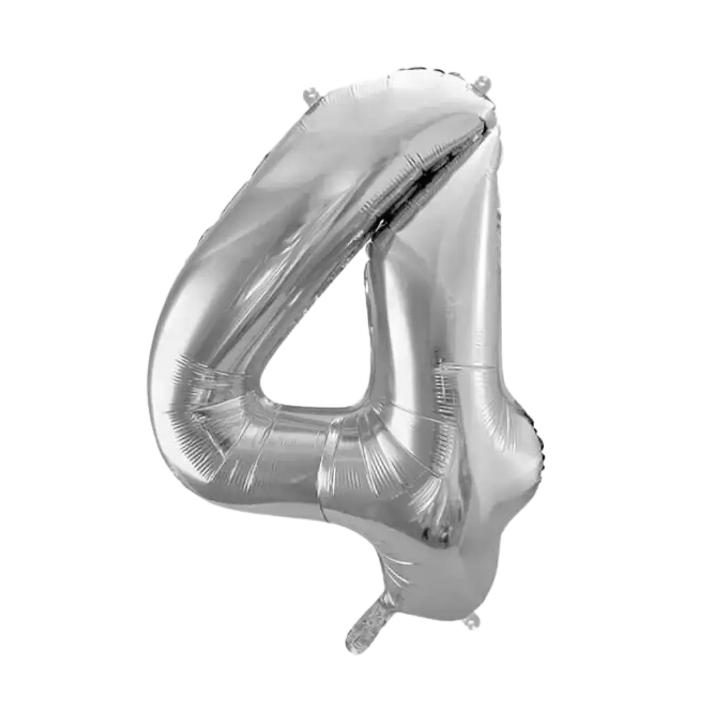 Ballon anniversaire chiffre 4 Argent 86cm 