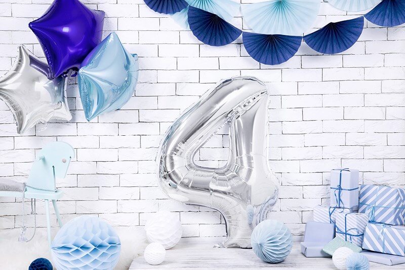 Ballon anniversaire chiffre 4 Argent 86cm 