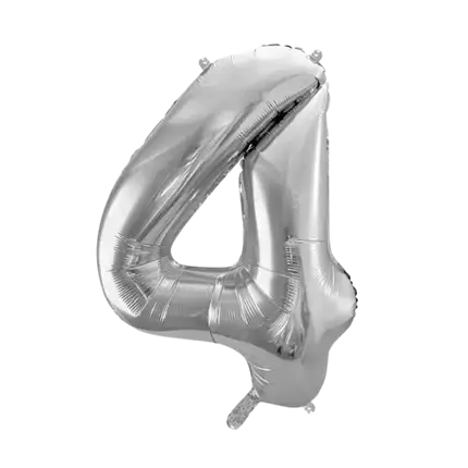 Ballon anniversaire chiffre 4 Argent 86cm 
