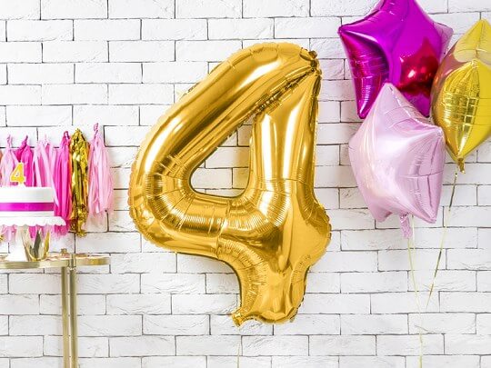 Ballon chiffre 4 Or (gold) 86cm 