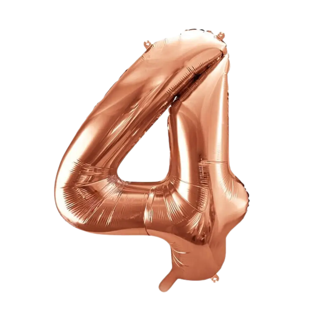 Ballon anniversaire chiffre 4 Or Rose 86cm 