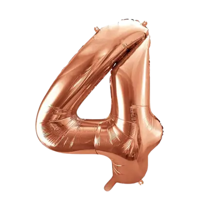 Ballon anniversaire chiffre 4 Or Rose 86cm 