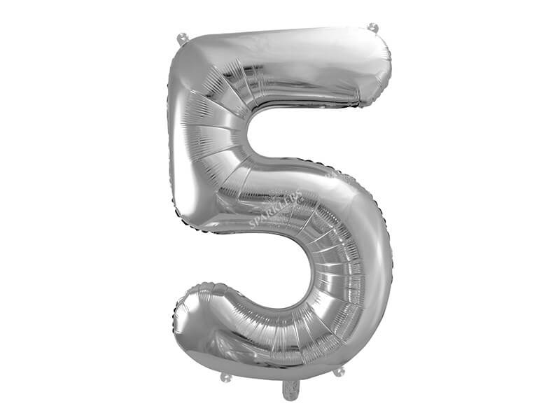 Ballon anniversaire chiffre 5 Argent 86cm 