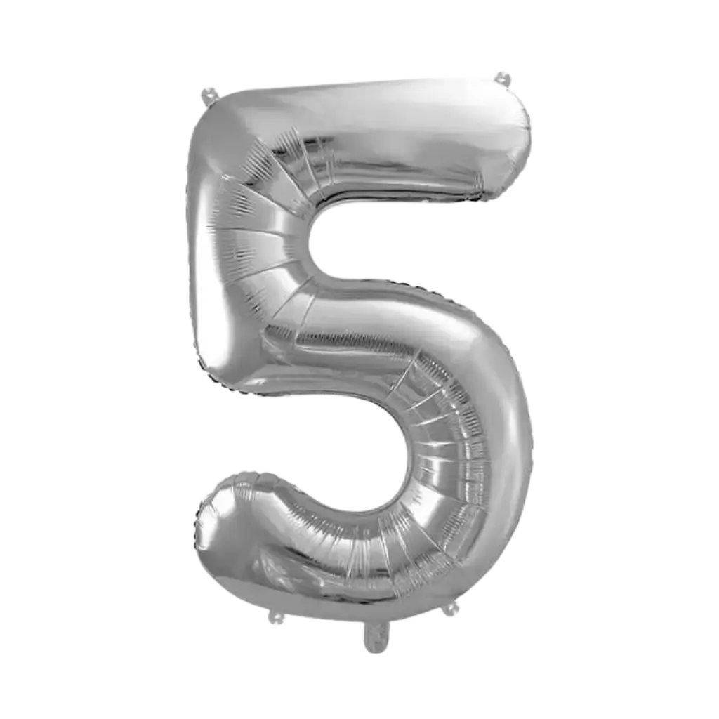 Ballon anniversaire chiffre 5 Argent 86cm 