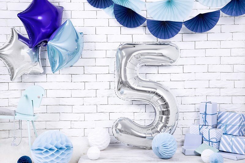 Ballon anniversaire chiffre 5 Argent 86cm 
