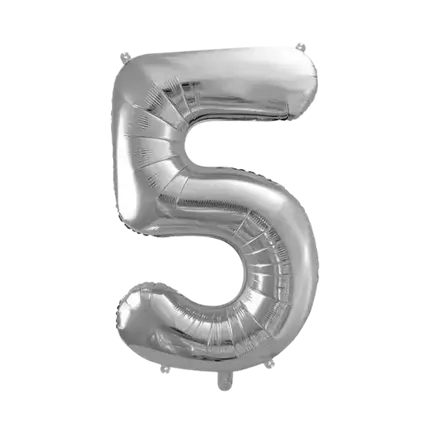 Ballon anniversaire chiffre 5 Argent 86cm 