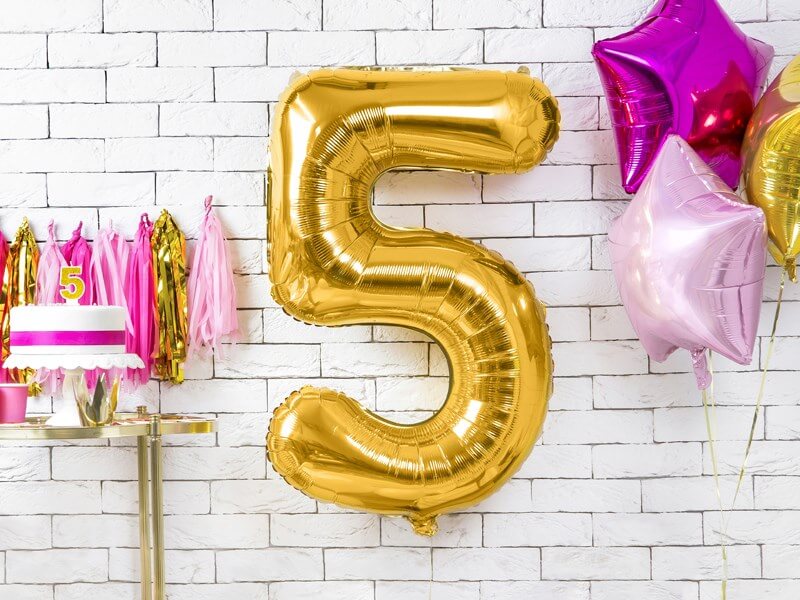 Ballon chiffre 5 Or (gold) 86cm 