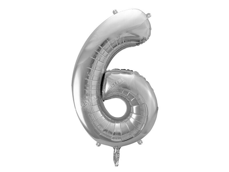 Ballon Anniversaire Chiffre 6 Argent 86cm 