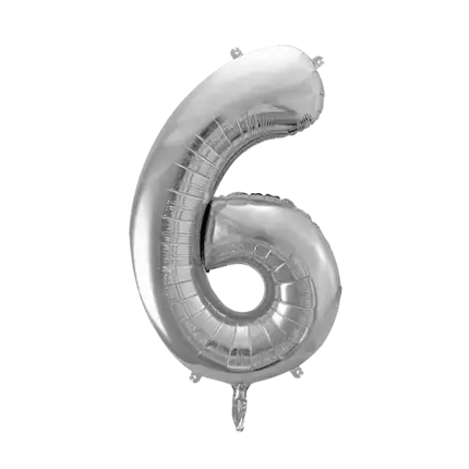 Ballon Anniversaire Chiffre 6 Argent 86cm 