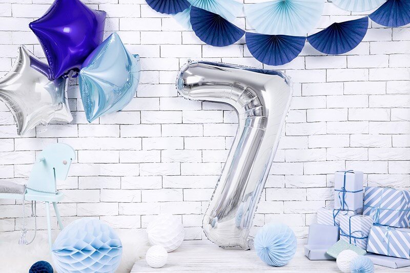 Ballon anniversaire chiffre 7 Argent 86cm 