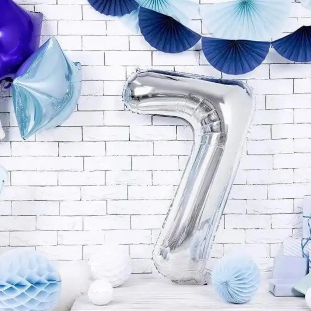 Ballon anniversaire chiffre 7 Argent 86cm 