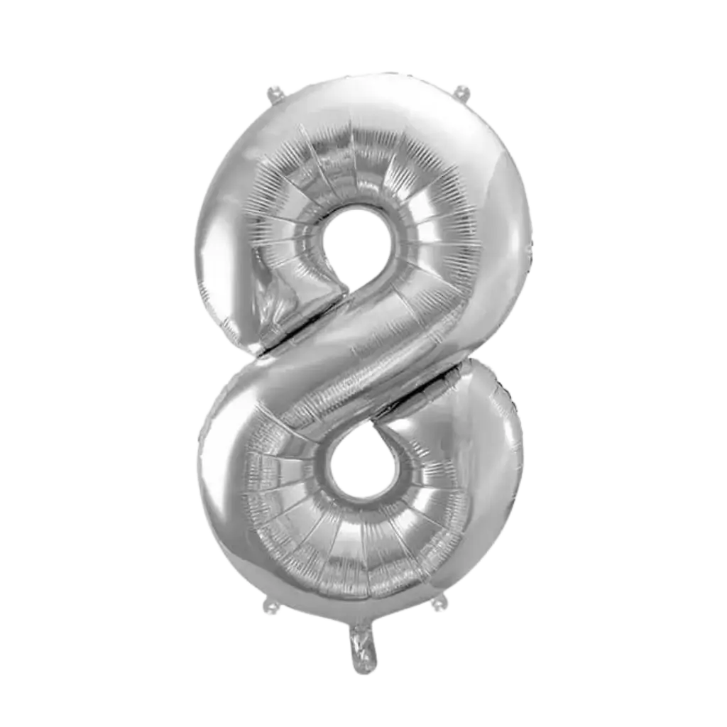 Ballon anniversaire chiffre 8 Argent 86cm 