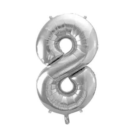 Ballon anniversaire chiffre 8 Argent 86cm 