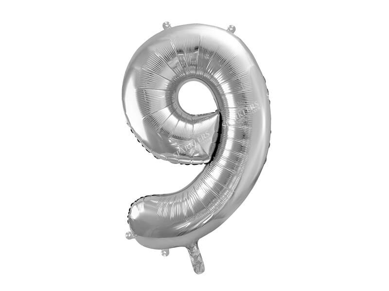 Ballon anniversaire chiffre 9 Argent 86cm 