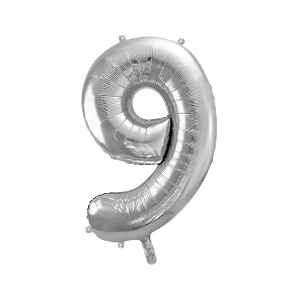 Ballon anniversaire chiffre 9 Argent 86cm 