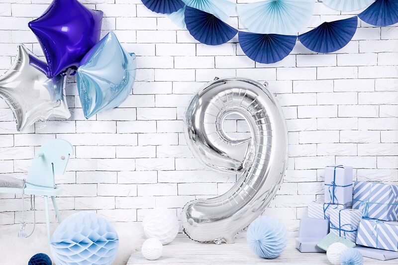 Ballon anniversaire chiffre 9 Argent 86cm 