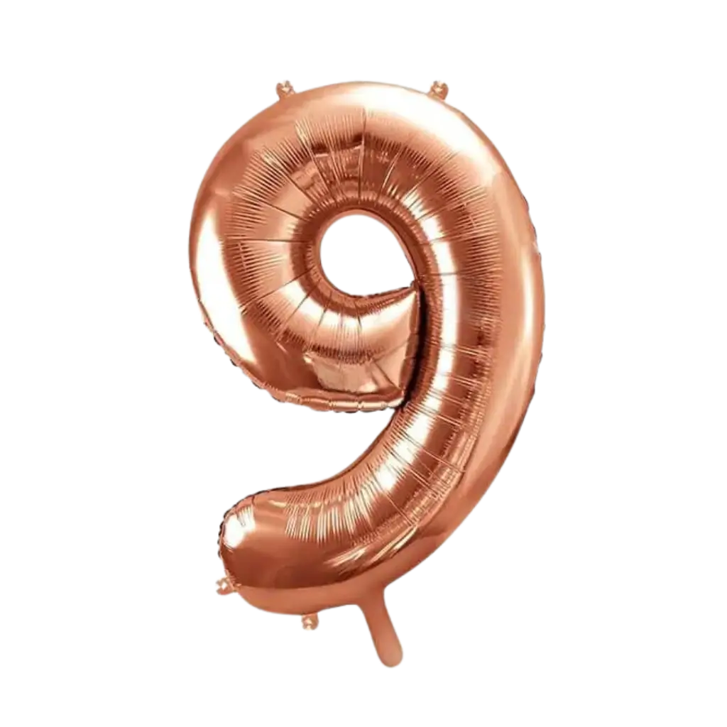 Ballon anniversaire chiffre 9 Or Rose 86cm 