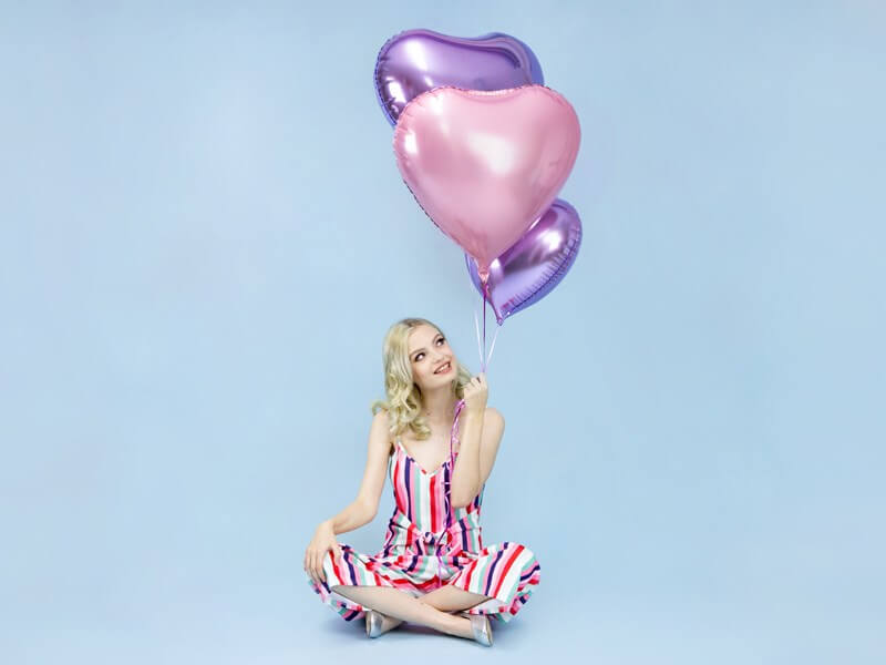 Ballon Coeur rose métallique 61cm
