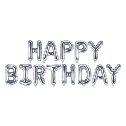 Ballon Géant Happy Birthday 340x35cm Métallisé Argent