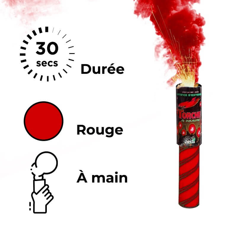 Lot De 5 Fumigènes à Main Rouge ZENDA CLUB - 100 Secondes - Catégorie F1 - Déclenchement Goupille