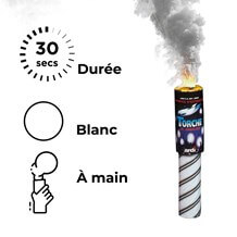 Fumigène à main BLANC, durée 1 minute, fumée blanche pour photos