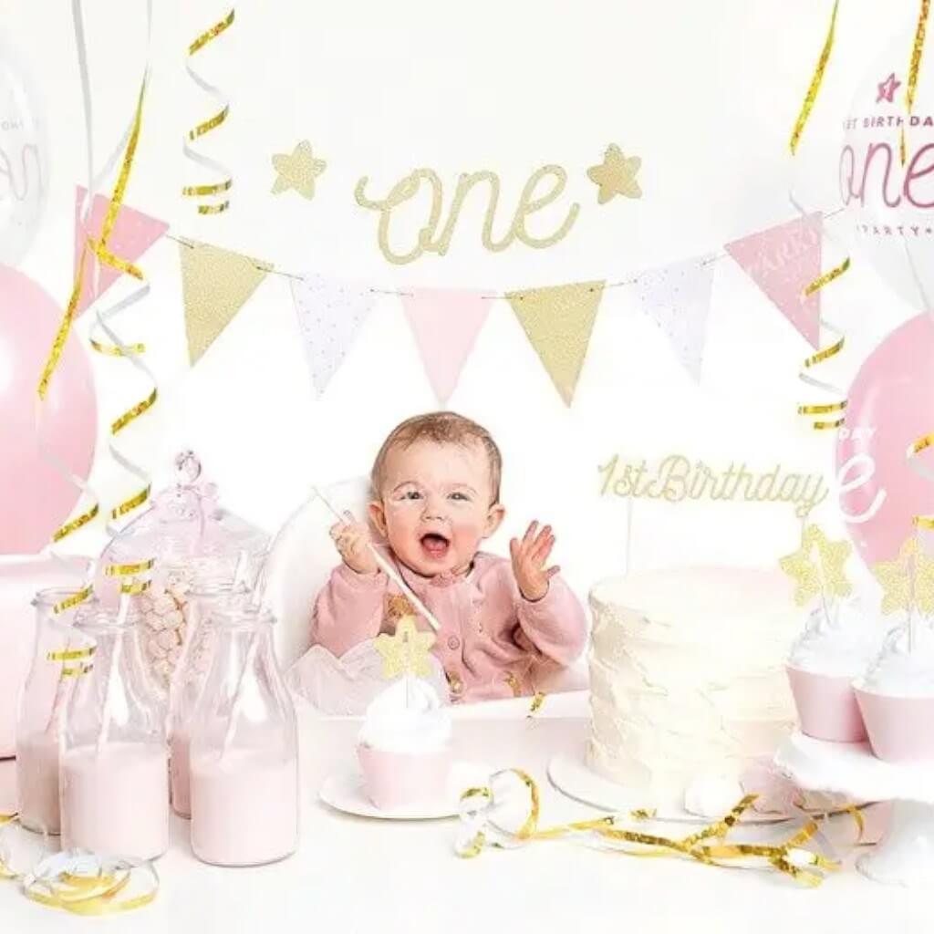 Kit décoration 1er anniversaire or