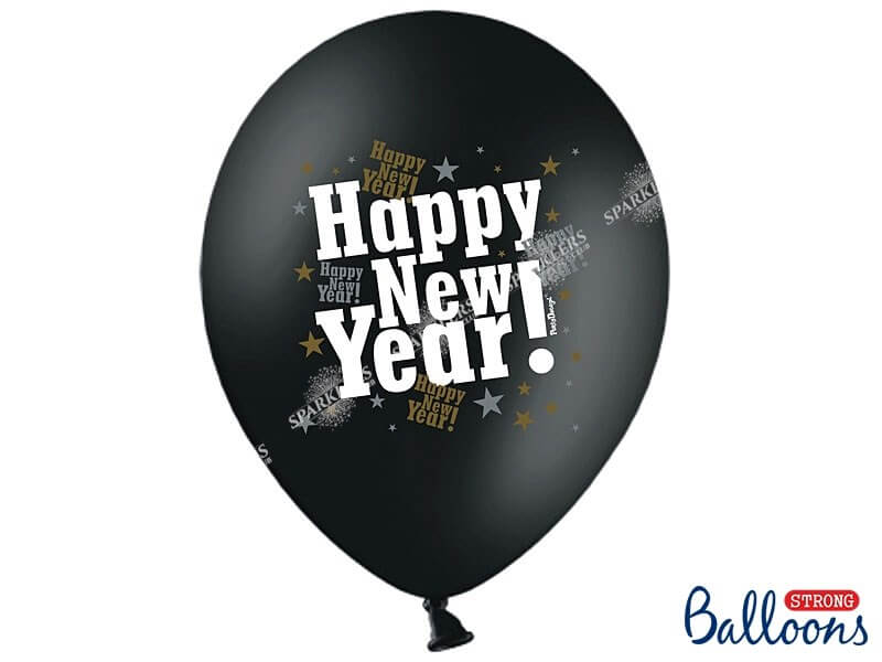 Lot de 50 Ballons noir métallique Happy New Year