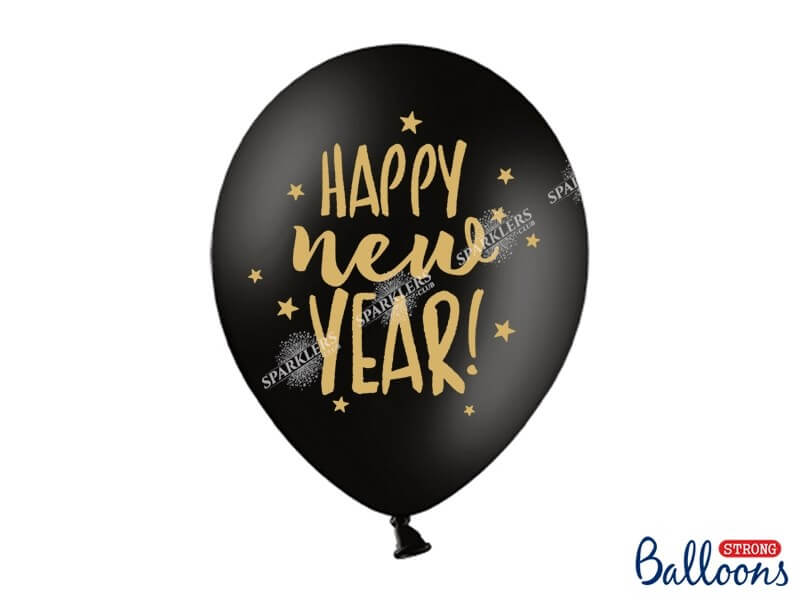 Lot de 50 Ballons Noir Happy New Year