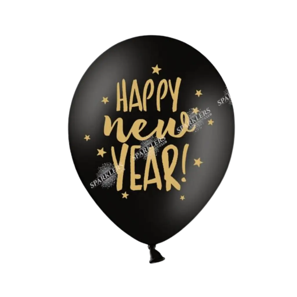 Lot de 50 Ballons Noir Happy New Year