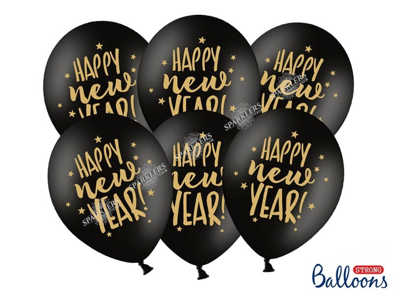 Lot de 50 Ballons Noir Happy New Year